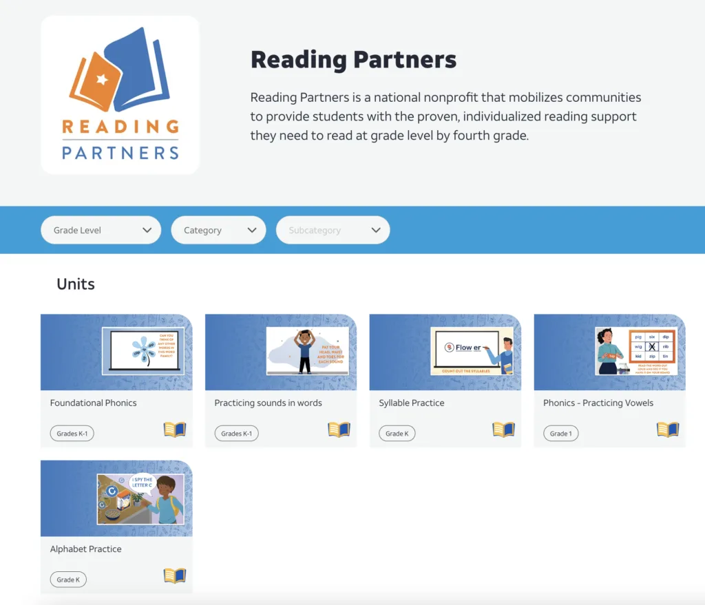 reading partners' collaboration with the achievery